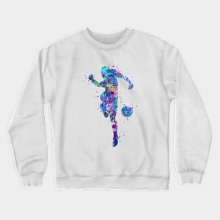 Boy Soccer Player Shooting Pose Watercolor Crewneck Sweatshirt